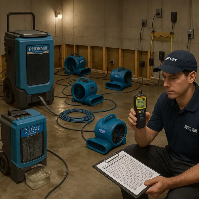 Structural Drying and Dehumidification process in Erwin, NC